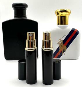 ★RALPH LAUREN・ POLO DOUBLE BLACK EDT.3ml入 SPRAY & POLO BLUE SPORT EDT.3ml入 SPRAY・前方の黒色(小)スプレー2本のみ出品です。箱無