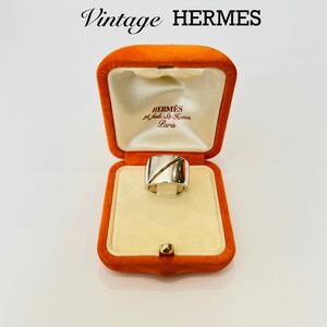  正規品　Vintage HERMES エルメス カッティングリング ジュエリー アクセサリー 指輪 シルバー sv925 