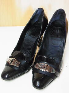 美品 高級 GUCCI グッチ パテントレザー パンプス 靴 黒 サイズ37C
