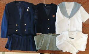 岡山県[私立就実高校]女子制服160A　HANAE MORI　ハナエモリ　冬服上下・夏服上下・ブラウス　6点セット　スカート(63.54)