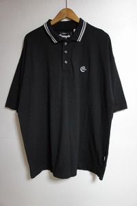 美品21SS EXAMPLEエグザンプル OE LOGO PATCH BIG S/S POLOSHIRT ポロシャツ カットソー 半袖 黒707L