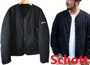 Schott:ショット/LINER BOA JACKET/2WAY リバーシブル ノーカラー ライナー ジャケット/ボア ジャケット/黒/Lsize/ライダース フライト