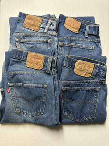 80~90s vintage Levi’s 501,1501-0117 4本セット USA製 ヴィンテージ リーバイス ジーンズ デニム まとめ売り W32,33,34,35 内股シングル