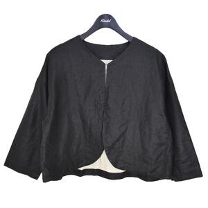 ガーゼ Gauze＃ ecru et pousse 別注 COATING LINEN JACKET リネンJKT 24SS ブラック サイズ：Free 商品番号:8066000244365