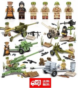 MOC LEGO レゴ ブロック 互換 WW2 第二次世界大戦 ソビエト連邦軍 後方部隊 指揮官 兵士 ミニフィグ 6体セット 大量武器・兵器付き D228