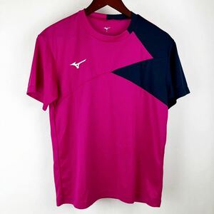 MIZUNO ミズノ 半袖 Tシャツ メンズ S ピンク 紺 ネイビー スポーツ トレーニング ウェア DRI ドライ 速乾 メッシュ シンプル ロゴ