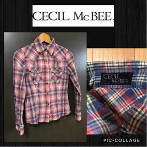 ◆CECIL McBEE セシルマクビー 長袖 ネルシャツ チェック 厚手 特殊加工 S～Mぐらい