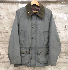 Barbour バブアー バーブァー BEDALE ビデイル オイルドジャケット 襟コーデュロイ 破れあり グレー 店舗受取可