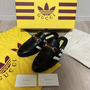 GUCCI adidas コラボ　スリッポン　サンダル　ビジネスビジネスシューズ ローファー 靴 革靴 グッチ ブラック 本革 