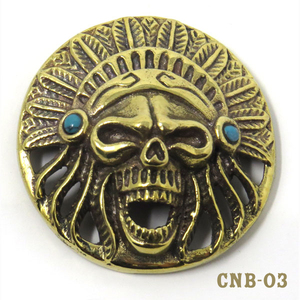 真鍮コンチョ　「インディアンスカル」　BRASS INDIAN SKULL　ねじ式　CNB-03