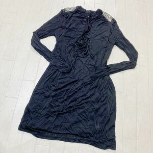 3967☆ katemoss TOPSHOP ケイトモス トップショップ トップス カットソー ワンピース レディース US2 ブラック