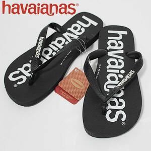 新品 Havaianas ハワイアナス トップロゴ ビーチサンダル 25‐25.5cm 黒　Ｋ3400