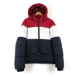 トミーヒルフィガー TOMMY HILFIGER アウター ジャケット 中綿 ブルゾン フード ビッグシルエット S 赤 レッド 白 ホワイト 紺