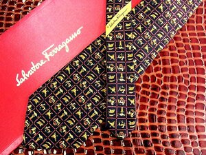 ♪今週の特売980円～♪0689W♪状態並品【Ferragamo】フェラガモ【ヒョウ 馬 ゾウ 鳥 柄】ネクタイ♪