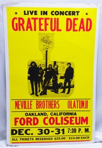 ネヴィルブラザーズ,オラトゥンジ NEVILLE BROTHERS,OLATUNJI☆コンサートポスター☆FORD COLISEUM☆ビンテージ レトロ 1960’s☆F0117816