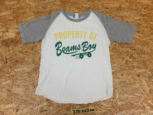 BEAMS BOY ビームスボーイ レディース ロゴプリント ラグラン 半袖Tシャツ BOY 白杢グレー