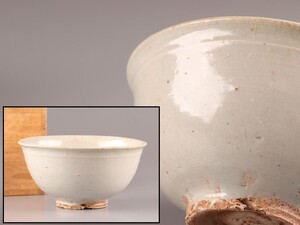 古美術 朝鮮古陶磁器 李朝 白磁 茶碗 時代物 極上品 初だし品 C9615