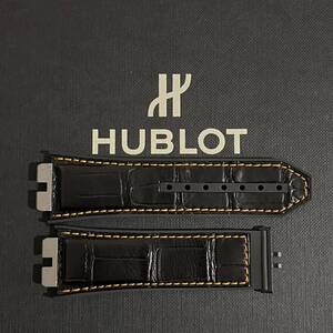 ほぼ新品45%OFF☆ HUBLOT ウブロ クロコダイル ワンクリック 45mm 44mm ウニコ ストラップ ベルト アリゲーター ラバー 定価99,000円 黒