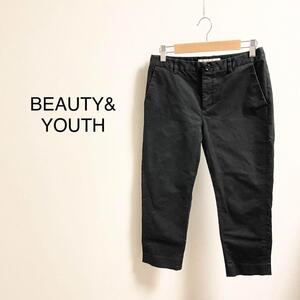 BEAUTY&YOUTH ビューティーアンドユース ユナイテッドアローズ　クロップドストレッチ パンツ ブラック