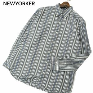 NEWYORKER ニューヨーカー 通年 長袖 ボタンダウン マルチ ストライプ★ シャツ Sz.L　メンズ　A4T00946_1#C