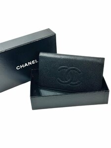 美品◆本物シャネルCHANELヴィンテージキャビアスキンデカココマークCC長財布たっぷりカード収納長財布レディースメンズユニセックス