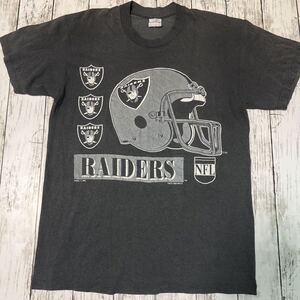 90s USA製 RAIDERS レイダース NFL 1990 LOGO7 シングルステッチ ビンテージ 半袖Tシャツ Stedman