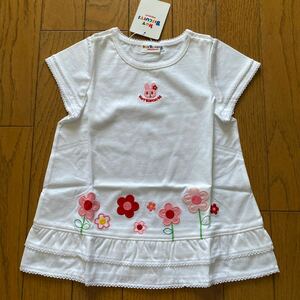 SALE 新品　ミキハウス　日本製　半袖Ｔシャツ　100 白　カットソー 女の子 チュニック