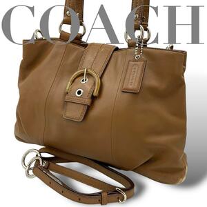 COACH ショルダーバッグ　トートバッグ　2way オールレザー　ブラウン