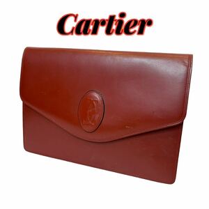 Cartier カルティエ マストライン ヴィンテージ レザー クラッチバッグ セカンドバッグ ボルドー