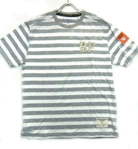 ボーダーTシャツ パッチロゴ付き ミリタリー ブリティッシュ 大きいサイズ GREY 2L BFC-0102 残3点 送料込み価格!