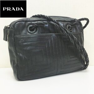 PRADA/ショルダーバッグ/レザー/キルティング風/ブラック/オールド/ヴィンテージ/クラシック/プラダ/レディース