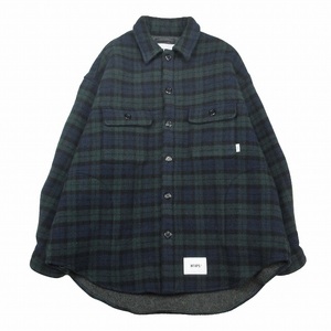 美品 21AW ダブルタップス WTAPS WCPO 02 JACKET WOPO MOSSER TEXTILE CRST オーバー シャツ ジャケット チェック ダブルフェイス モッサー