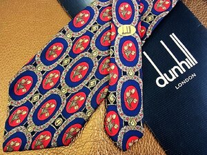 ★並品★4R00283【dunhill】ダンヒル「花 チューリップ 植物 額縁 dロゴ 柄」ネクタイ