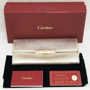 中古【Cartier カルティエ】ラブコレクション 長財布 シャンパンゴールド メタリック LOVE 箱・ギャラ付 CRL3000823