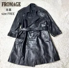 【極美品】fromage 羊革ロングコート ベルテッドダブルブレストFREE