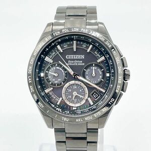 【1円スタート】稼働品 CITIZEN シチズン アテッサ サテライトウェーブ F900-T021557 エコドライブ ラウンド 黒文字盤 メンズ腕時計