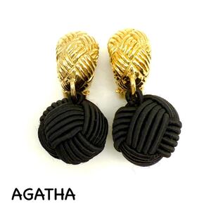 AGATHA｜アガタ イヤリング【アクティ】大ぶり ボール 黒/ブラック系 ゴールドカラー ヴィンテージ アクセサリー ac1102