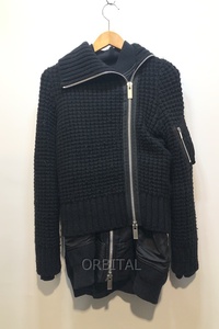 経堂) サカイ sacai 19AW ニットレイヤード ナイロンジップアップ ジャケット 19-04718 ブラック サイズ1