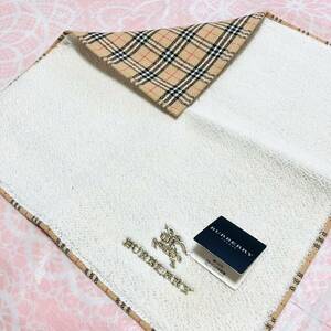 【人気柄】新品/BURBERRY/タオルハンカチ/正規品/バーバリー/綿100%/未使用/即決あり/匿名発送/ノバチェック/ハンドタオル/Y/白/レディース