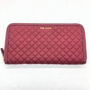 【保管品】PRADA プラダ 長財布 ロングウォレット ラウンドファスナー キルティング ピンク 財布 / io-1492-sw