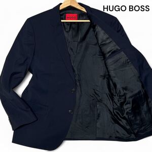 美麗品 現行◎XXXLサイズ!!ヒューゴボス【希少な超ビッグサイズ】HUGO BOSS テーラード ジャケット ウール100% ネイビー 2B 秋冬◎メンズ