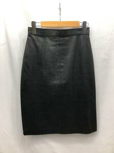 Joshua Berger 本革 レザー スカート 模様付き サイズ10 ブラック 23112803