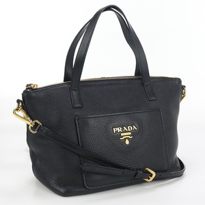 中古プラダPRADA 2WAYハンドバッグ レザー 1BA068 ブラック ランク：AB us-2 2WAY ショルダー レディース