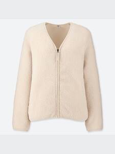 美品　UNIQLO ユニクロ　ボアフリースVネックフルジップカーディガン　Mサイズ（350）