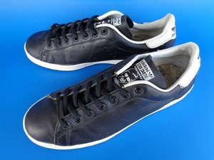 11222■95年製 adidas stansmith アディダス スタンスミス 黒 レザー 顔つき 27.5 cm 品番 079701 ビンテージ スーパースター