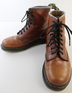 古着【Dr.Martens ドクターマーチン】8EYE SHOE 8ホール レザーブーツ CAMEL BROWN 茶 キャメルブラウン 27cm UK8