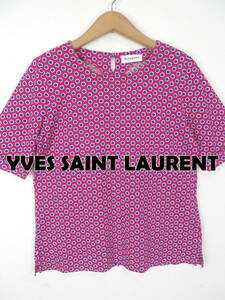 オールド イブサンローラン ★ ドット コットン カットソー 薄手 M ★ YSL イヴサンローラン レディース 水玉 Tシャツ ビンテージ90s