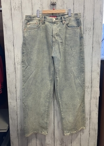 supreme シュプリーム バギー デニム ジーンズ フェード加工 ワイド コットン 36 light washed baggy jeans バックポケット刺繍ほつれかけ