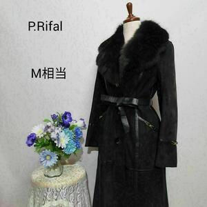 P.Rifal　極上美品　本皮　ロングコート　黒色　М相当サイズ