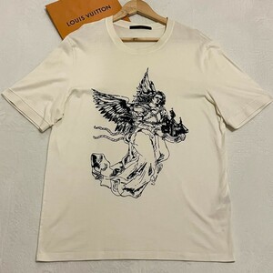 極美品/XLサイズ●ルイヴィトン 【人気モデル】 LOUIS VUITTON 半袖 Tシャツ カットソー トップス LVロゴ フロントエンジェル シルク混